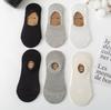 Basic ~ Seasonal Thin Couple Daily Black And White Gray Cotton Silicone Does Not Fall Off The Heel Shallow Invisible Boat Socks