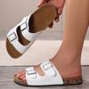 Cork Slippers Men's and Women's Double with Double Buckle Two-word Slippers Summer Thick-bottomed Non-slip Outer Wear Beach Sandals