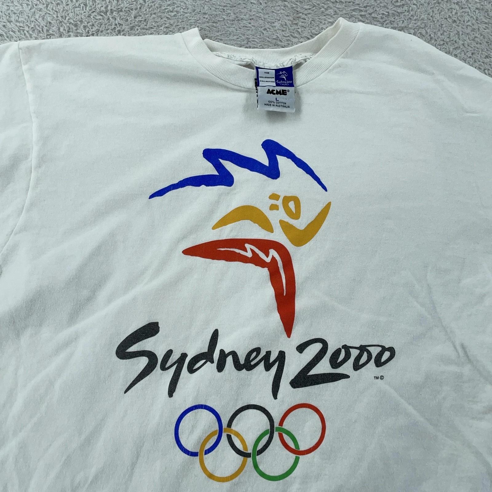 

Vintage Sydney 2000 Olympics Rings T-Shirt Men Large White Australia Y2K 2XL