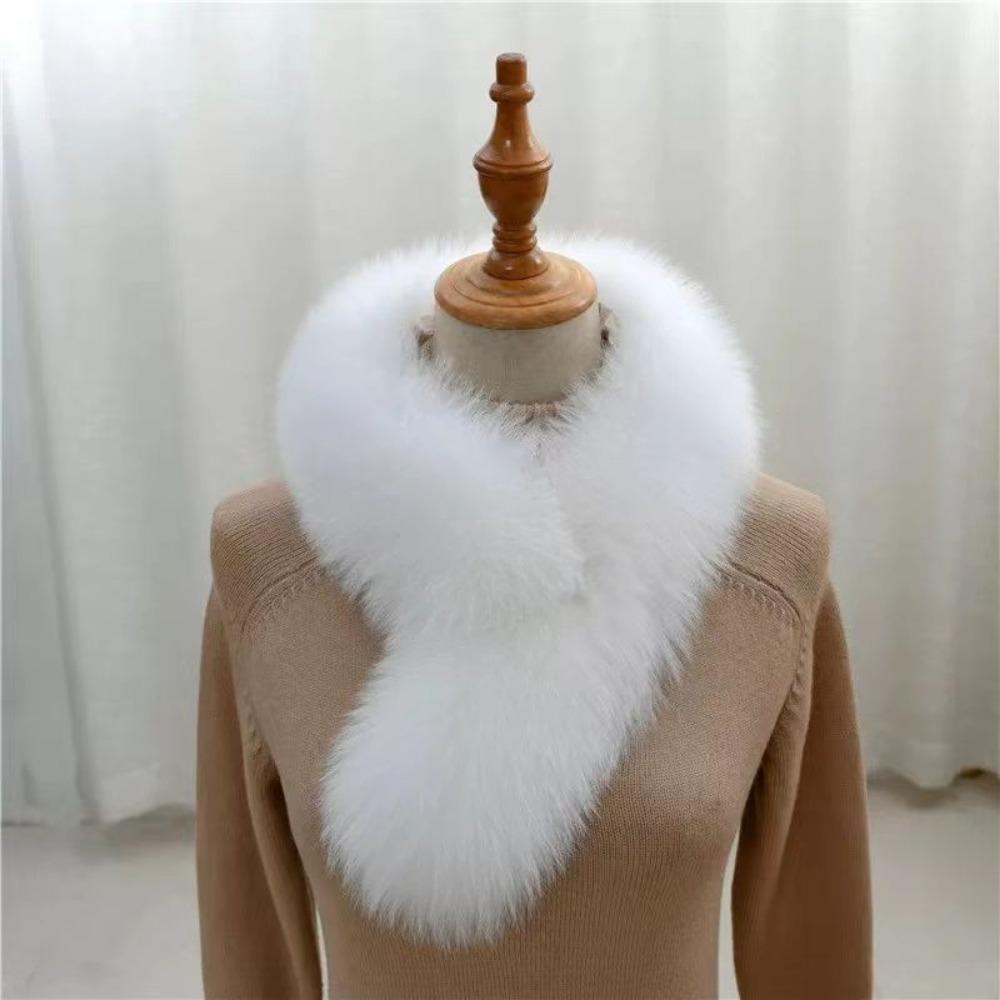 Double-sided Wool Scarf Thickened Imitation Fur Warm Scarf Fox Fur Collar Solid Color Versatile Winter Autumn and Winter