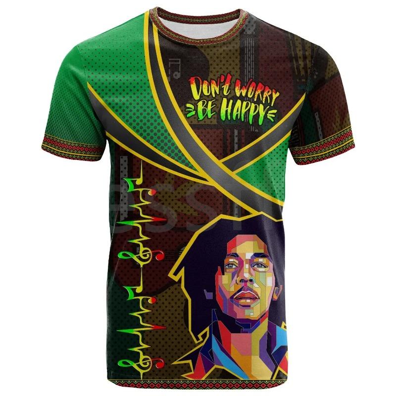 Tessffel Jamaica Lion Emblem Zomer Nieuwe Mode 3D Print Tops Tee T-shirt Mannen Vrouwen Korte Mouw T-shirt Streetwear Stijl-4