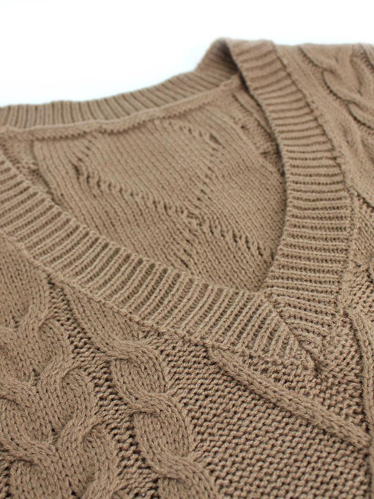 European and American Women's V-Neck Sleeveless Twisted Sweater Vest