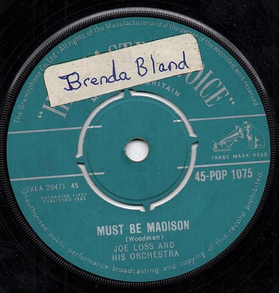 

7inch Record JOE LOSS HIS ORCHESTRA Must Be Madison Miss Madison 45POP1075 His Masters Vo 1962 UK Jazz Used