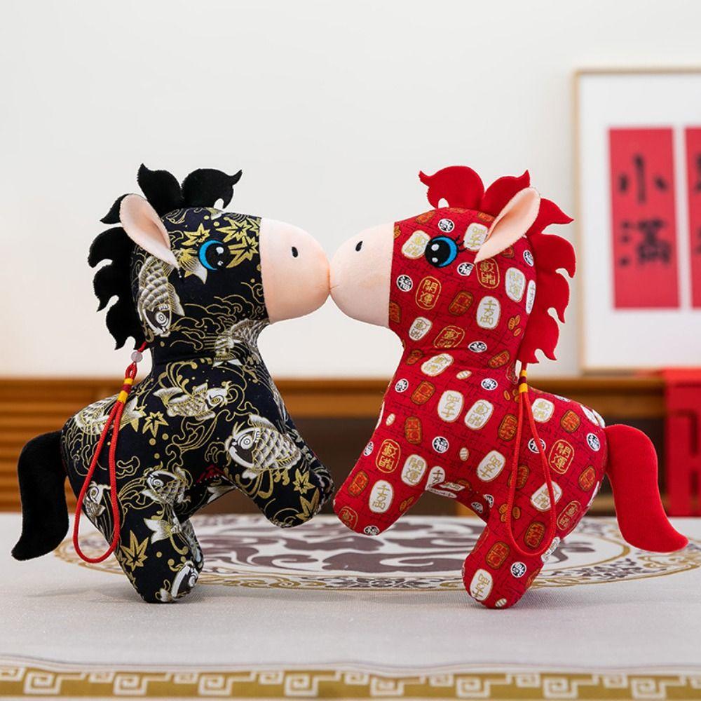 Lucky Horse Stuffed Pendant 15/20cm New Year Mascot Traditional Pony Plush Doll  Festival Gift