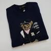 Little Bear Autumn/Winter Men's Pure Cotton Embroidered Round Neck Sweater