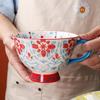 Retro Hand Painted Ceramic Mugs Underglaze Porcelain Breakfast Coffee Milk Tea Cup Set Home Office