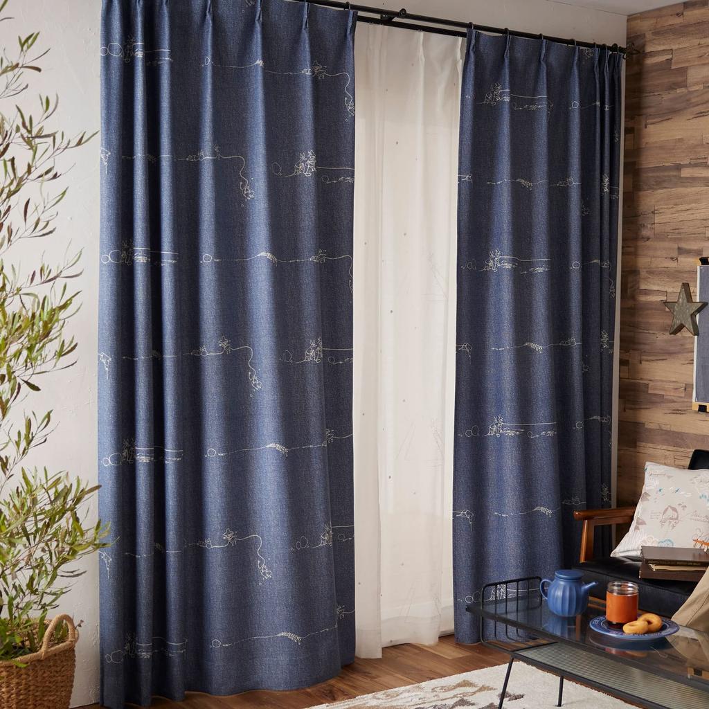 Suminoe MOOMIN Denim Border Curtain 1 100 X 178 Drape, Panel, Cm, B, 323-75751