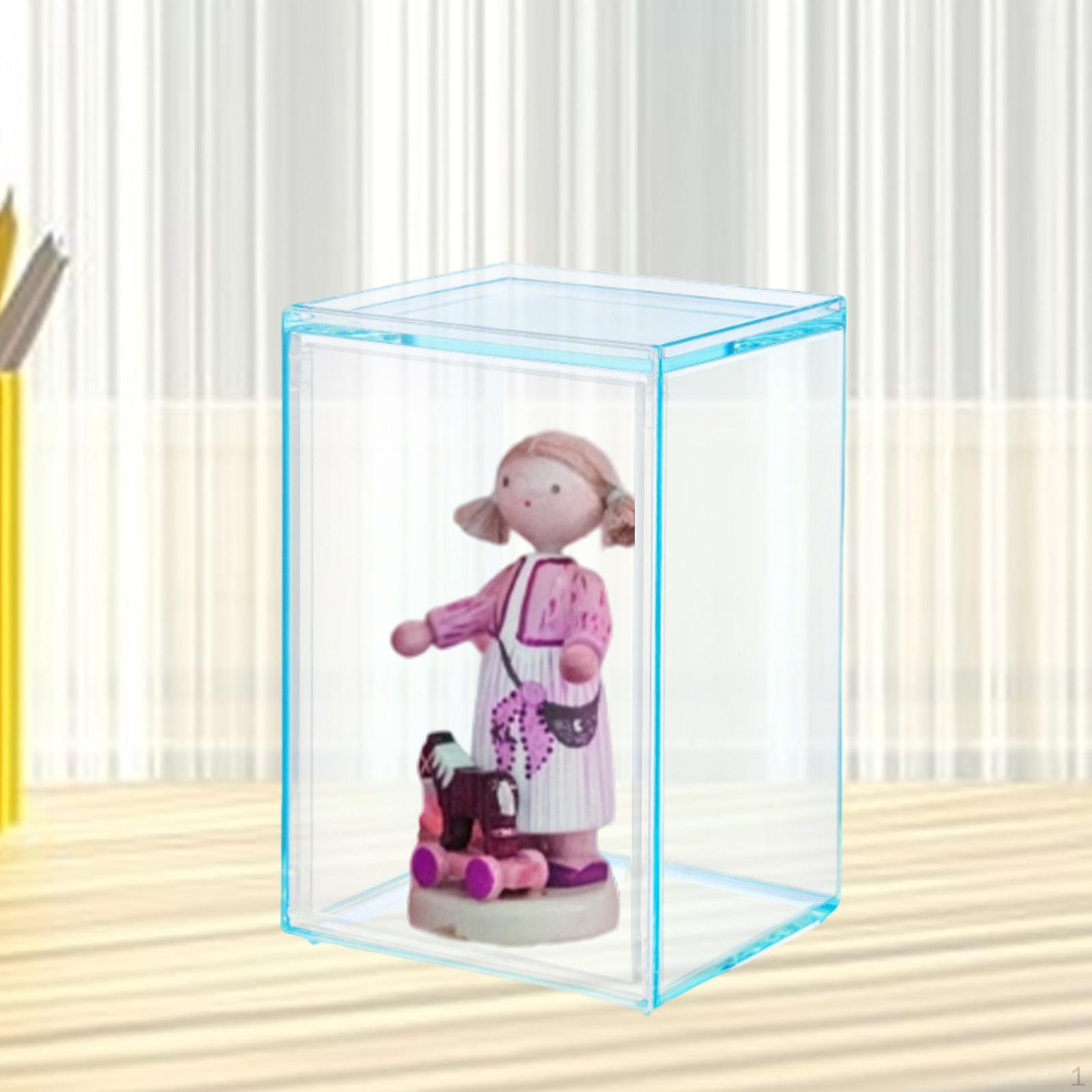 

Акриловая витрина для дома Прозрачная с крышкой Витрина для офисного стола Мини синий