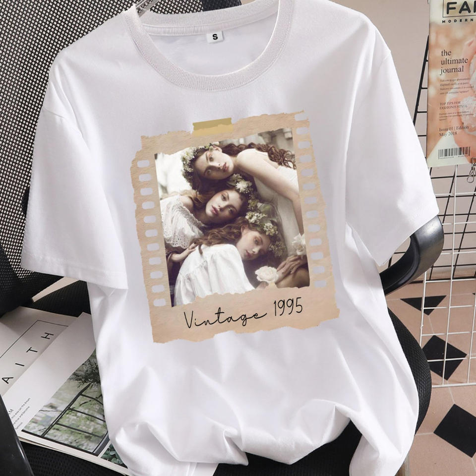Vintage Movie Images/text, Personalized Notes, Gifts for Loved Ones, Casual Short Sleeved Round Neck T-shirt