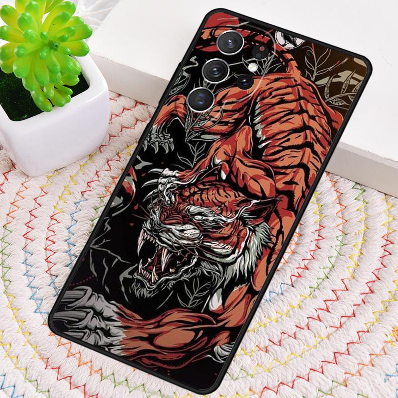 Japanese Tiger Silicone Phone Case For Samsung Galaxy note 10 pro S26 S25 S24 S23 S22 S21 Plus S25Ultra Capa Cover