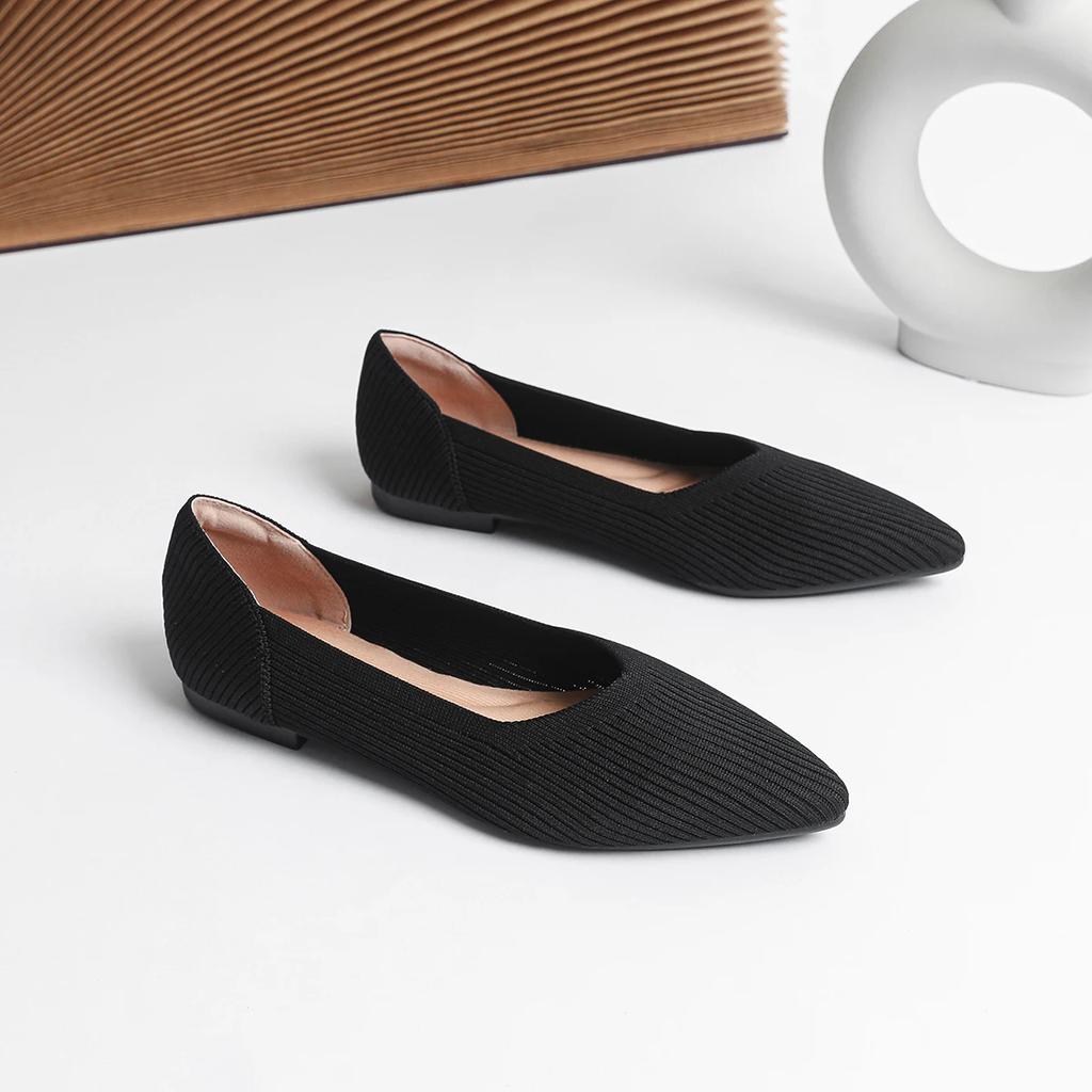 Shoes Woman Flat with Pointed Soft Knitted Sole Breathable and Comfortable Women's Flats Shoes Spring and Autumn 2025 New Model