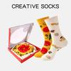 Christmas Pizza Socks Box Set: Pure Cotton Mid-Calf and Over-the-Knee Socks – Creative Fashion Gift for Couples