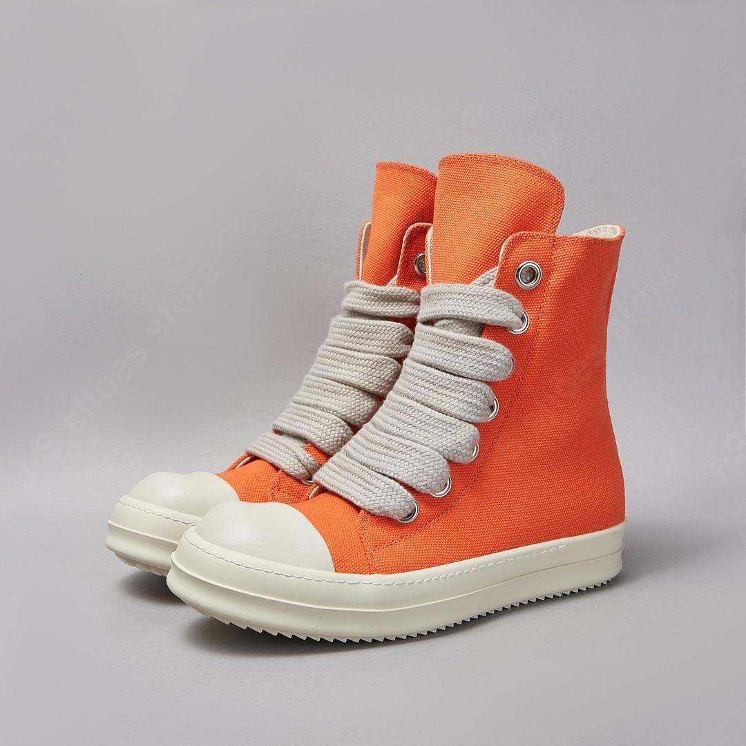 

R-o Orange Canvas Boots Men Casual Shoes Women Sneaker Classic Design High Top Shoe Jumbo Laces Zipper Ankle Boot Sneakers 48 оранжевый