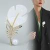 Elegant Faux Mother-of-Pearl Feather Brooch for Women's Coat or Shawl