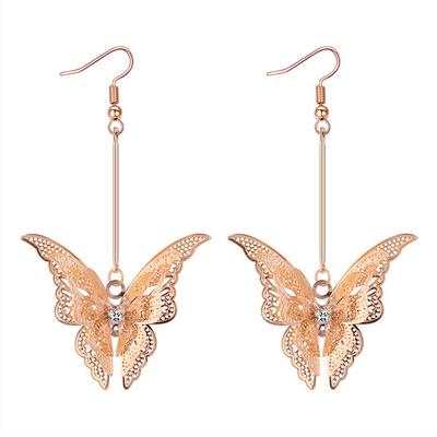 Stylish Small Fresh Hollow Butterfly Earrings, Flash Diamond Double-layer Butterfly Earrings, Earrings.