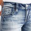 GMXIA Damen Slim-fit Stretch Slim Ganz Bestickte Jeans Schmale Bein Hose