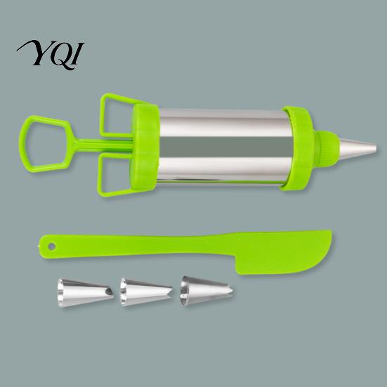 Handheld Frosting Applicator Stainless Steel Cake Icing Dispenser Set, Reusable Baking Tools with Scraper And Easy Squeeze Bottle Replaceable Nozzles,