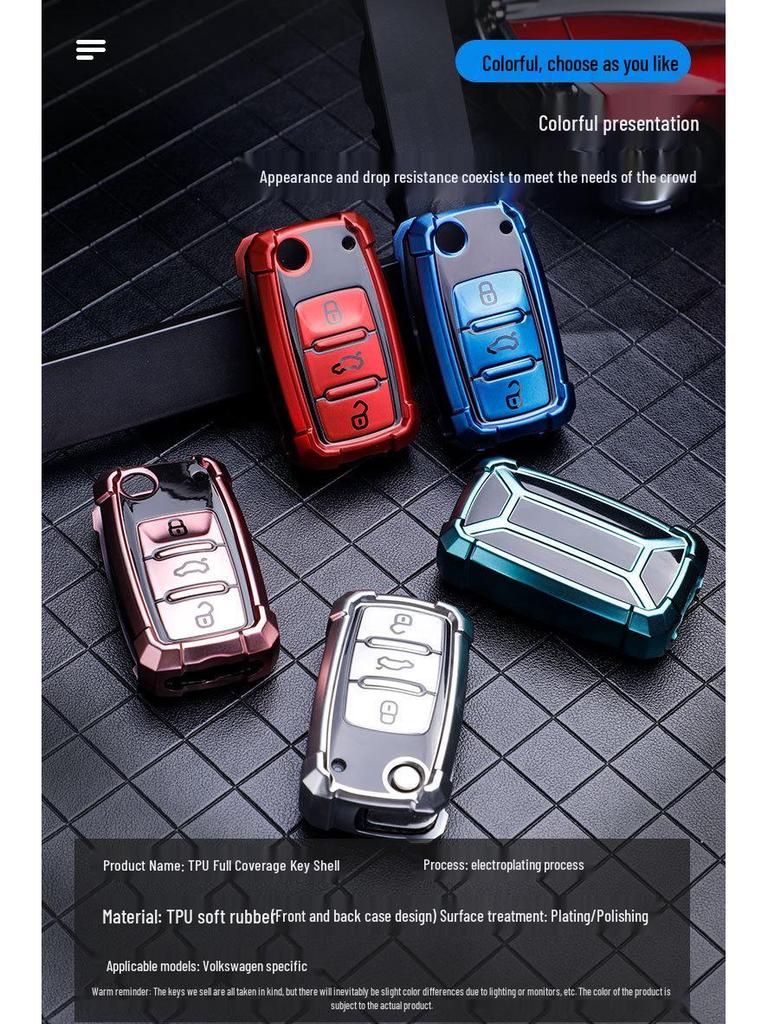 Volkswagen Key Fob Cover: Fits Lavida, Bora, POLO, Jetta, Santana, Sagitar, Tiguan - Mecha Style Key Shell with Buckle.