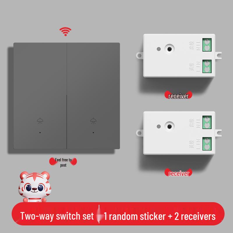 Smart Wireless Double Control Light Switch - No Wiring Needed, 220V Remote Master-Slave System