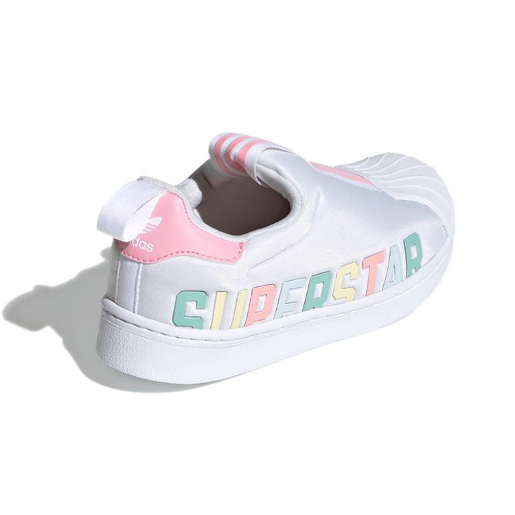 Adidas Originals Superstar 360 X Comfortable Breathable Low top Skateboard Shoes White Pink Children Aged 3 7 Years Old FV7231
