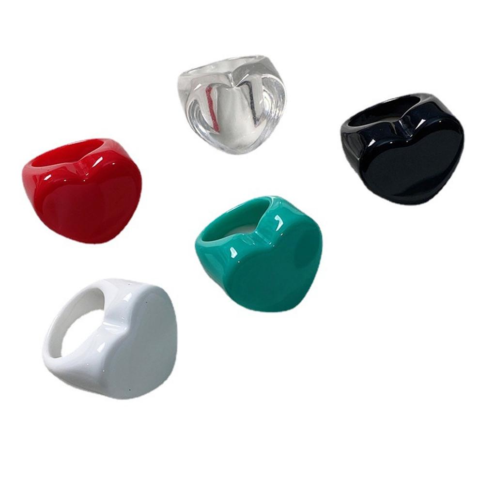Anelli a Cuore Rosso Donna Uomo Colore Unico Cuore Pesca Anelli in Resina Acrilica Anelli alla Moda per Dita Gioielli Squisiti di Tendenza