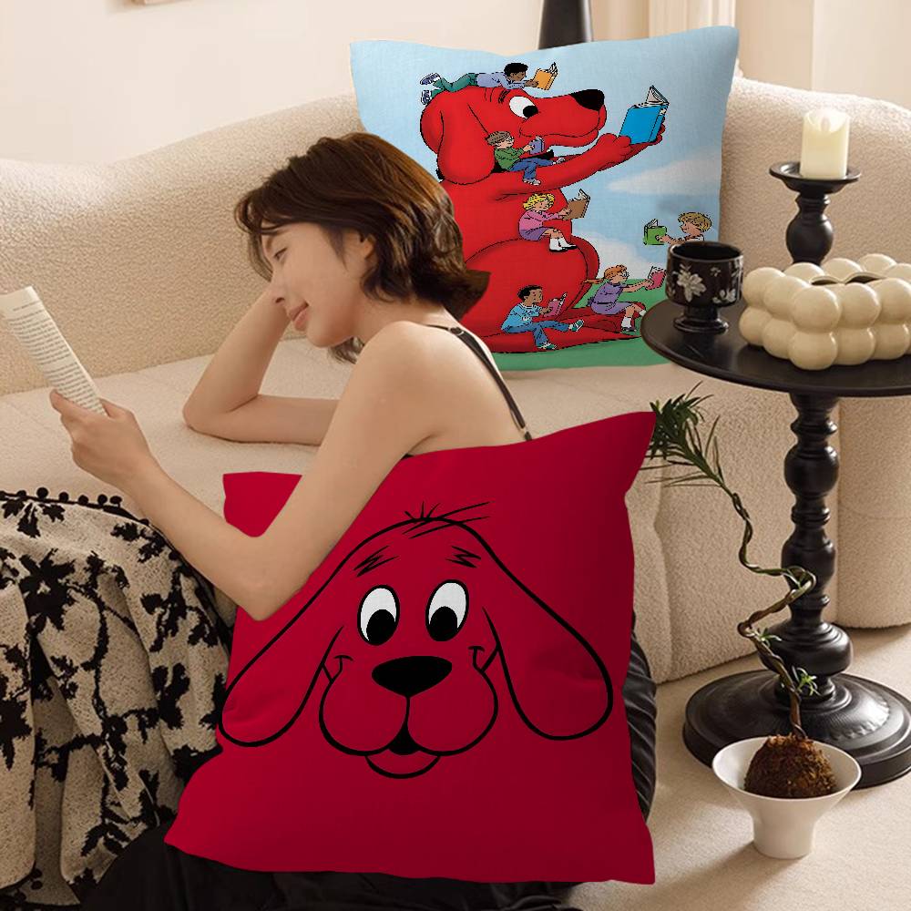 Cartoon Clifford The Big Red Dog Lucky Dragon Pillow Cover Sofa Cushion Cover Home Room Decoration Children Gift