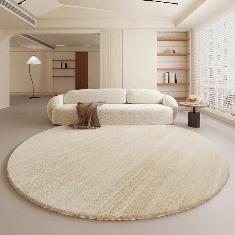 Décoration de Chambre Style Crème Tapis Rond Maison Tapis Doux Moelleux Tapis Minimalistes pour Salon Tapis de Sol Épais en Peluche à Côté du Lit