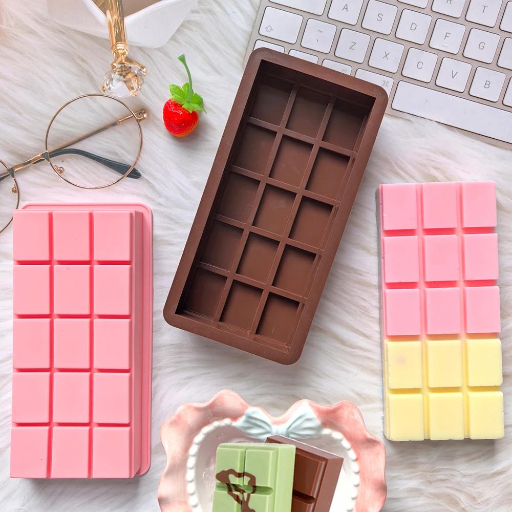 1pc 15 Grid Full Page Chocolate Bar Mold Silicone Dubai Pistachio Chocolate Bar Thick Mold for Filling Bar Baking Mold Ice Cube