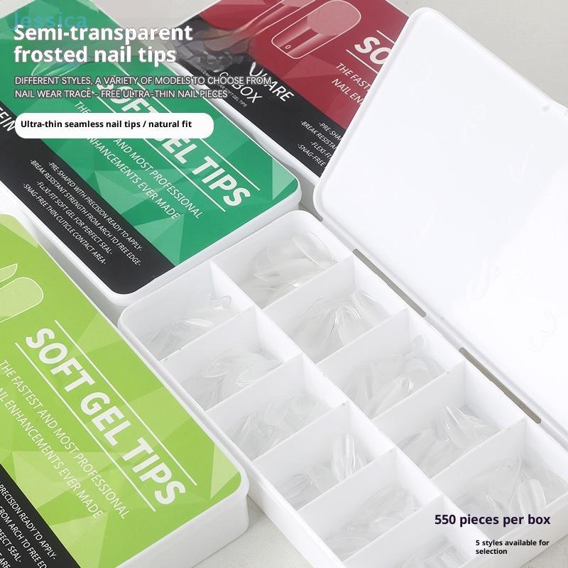 550Pcs/ Box Of Half-matte Nail Tips, Ultra-thin Long Pointed Nails, Seamless, No Filing Required False Nails