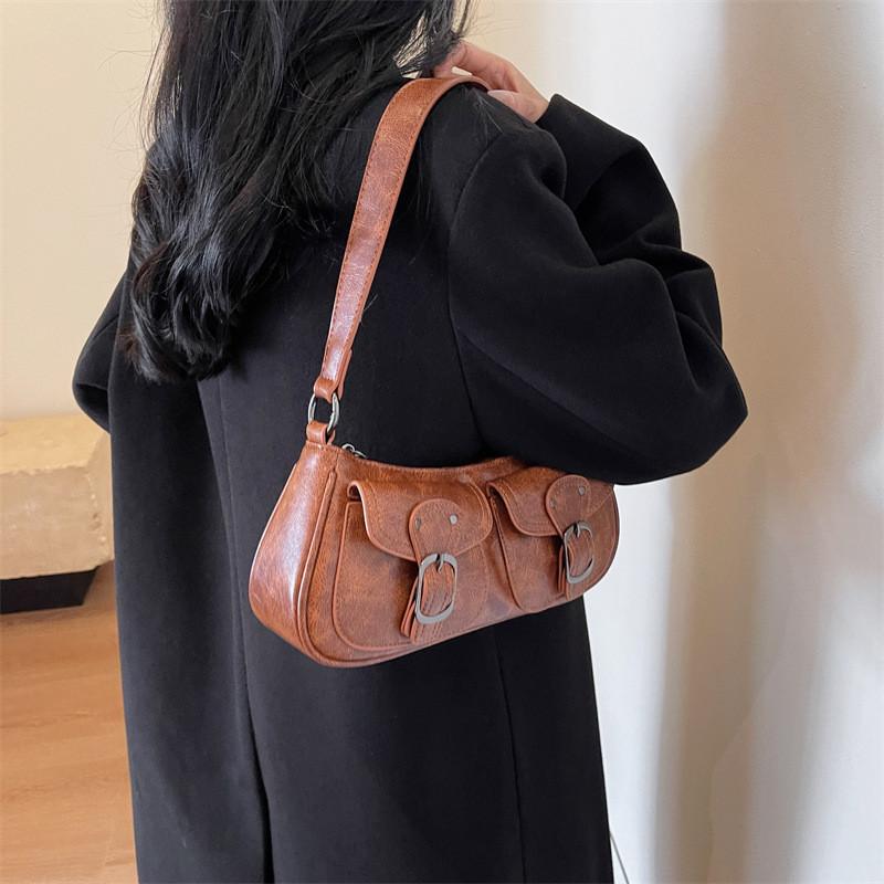 Ielgy Retro Commuter Underarm Bag Fashionable All-Match Shoulder Bag Niche High-End Handbag