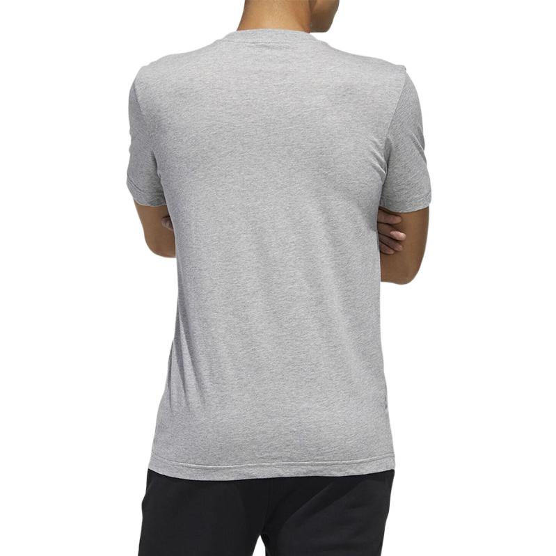Adidas Alphanumeric Print Casual Sports Round Neck T-Shirt Men Tops Grey FM6283