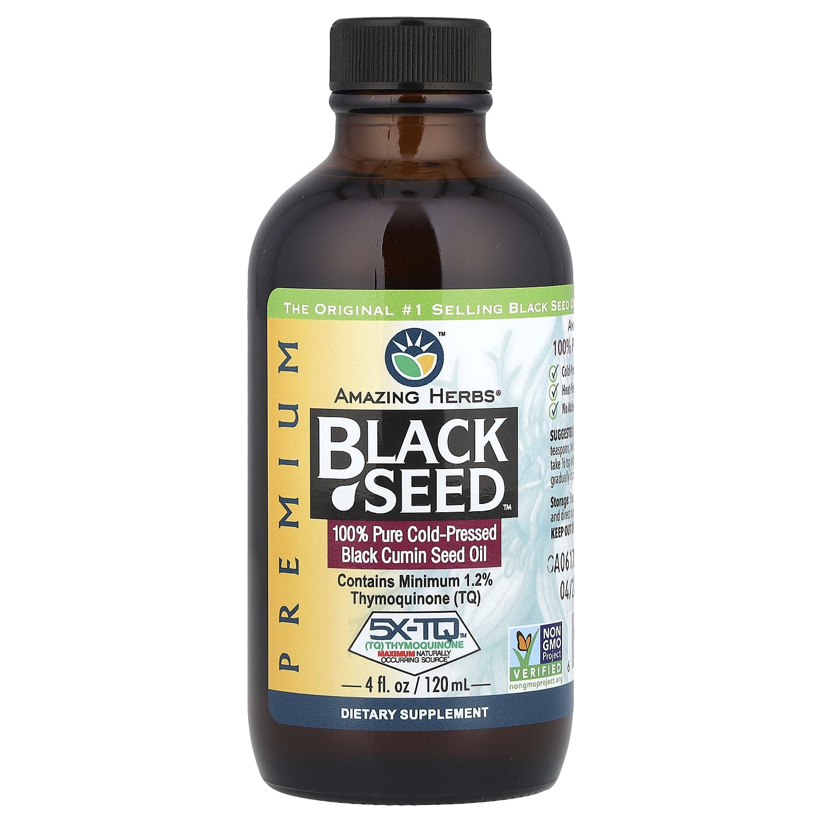 

Black Seed, 100% Pure Cold Pressed Black Cumin Seed Oil, 120 Ml (4 Fl Oz)