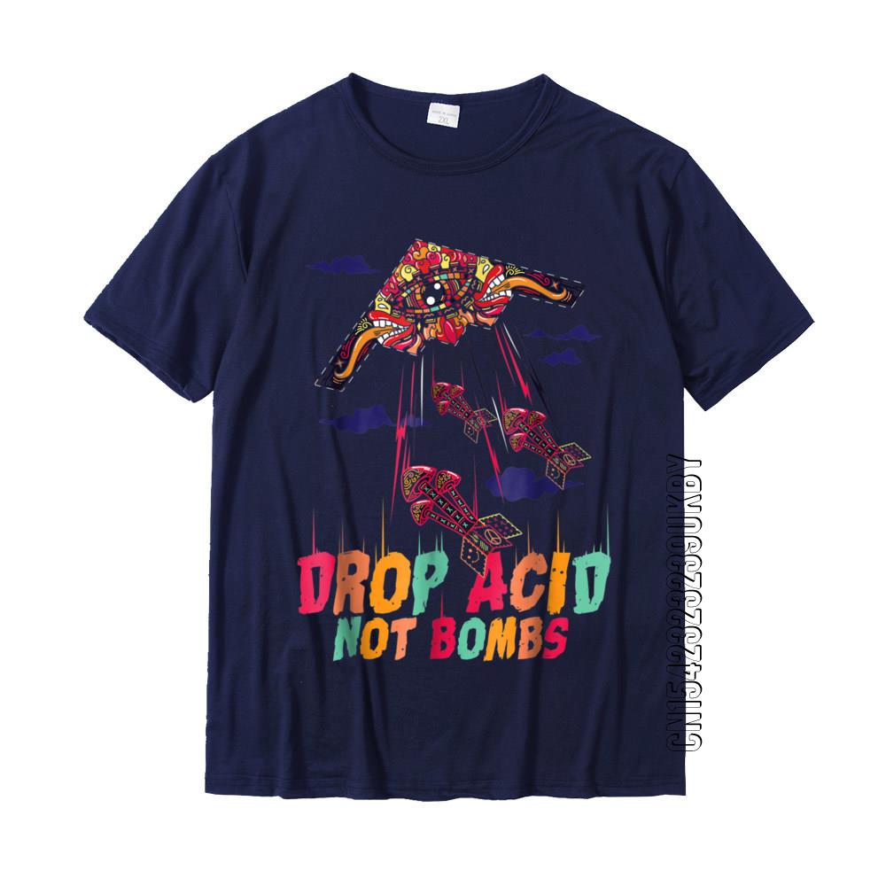 Lustiges Drop Acid Not Bombs T-Shirt Psychedelisch LSD Liebe Baumwolle Herren Oberteile T-Shirt Comics T-Shirts Gruppe Slim Fit