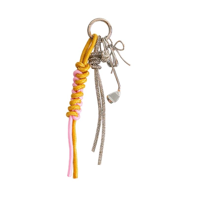

Stylish Braided Hanging Rope Elegant Key Holder Trendy Badminton Golf Pendant Keyring Bag Adornment Female Accessory
