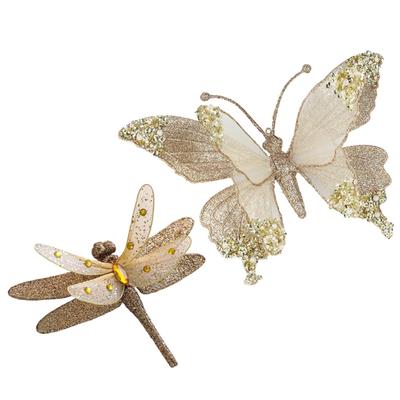 Christmas Butterfly Dragonflies Plastic Hanging Ornaments For Tree Window Mantels Holiday Party Decoration With Clip