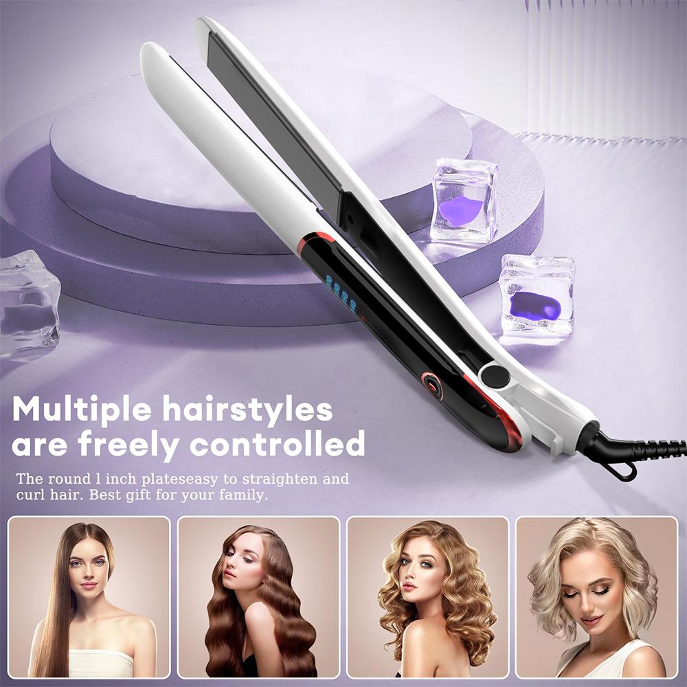 2 In 1 Hair Straightener and Curling Iron 10s Fast Heat Up Flat Iron Professional Ceramic Coating Smoother Hair Styling Tool