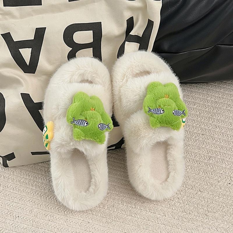 Cozy Cute Frog Plush Bottom Slippers For Women Perfect For Indoor Home Comfort