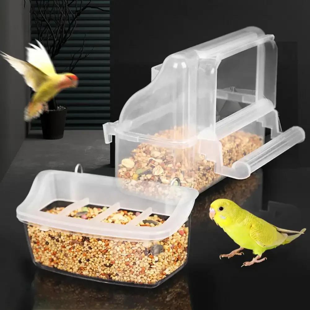 Bird Feeder Cups Parrot Bird Cage Feeder Bowl Plastic Hanging Food Container Bowl for Birds Indoor Outdoor Bird Accessories