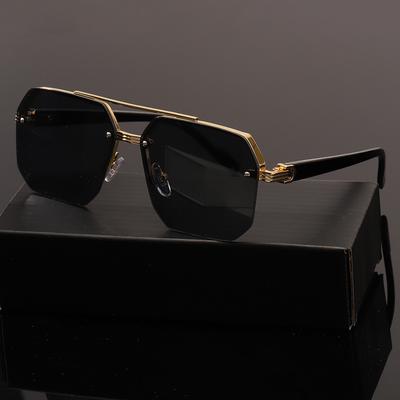 Fashion Vintage Big Square Sunglasses Half Metal Frame Uv400 Sun Shades Women Men Trendy Design Sun Glasses Driving Eyewear