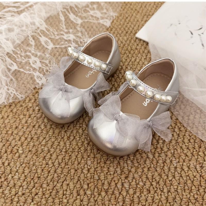 Girls toddler baby lace pearl princess shoes 2025 spring and autumn new little girls versatile princess style toddler shoes