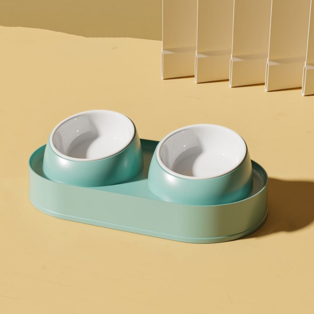Slanted Mouth Pet Feeding Double Bowls Portable Pet Drinking Feeder Dog Food Basin  Water Container