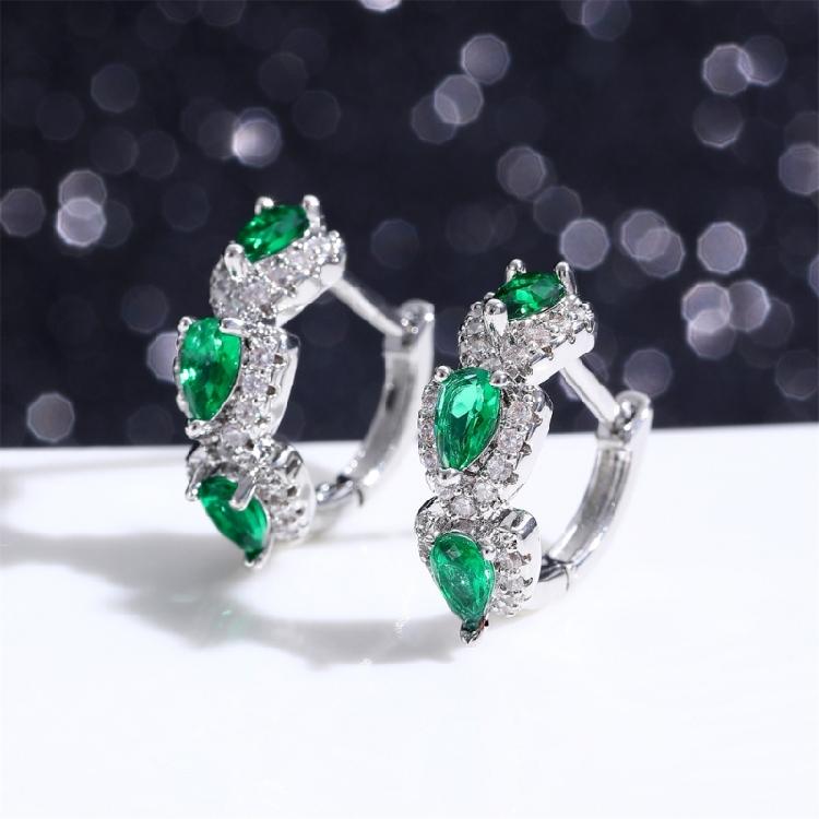 Elegant Hoop Earrings with Zirconia Sophisticated Zirconia Hoops Ear Rings for Women Suitable for Formal Event