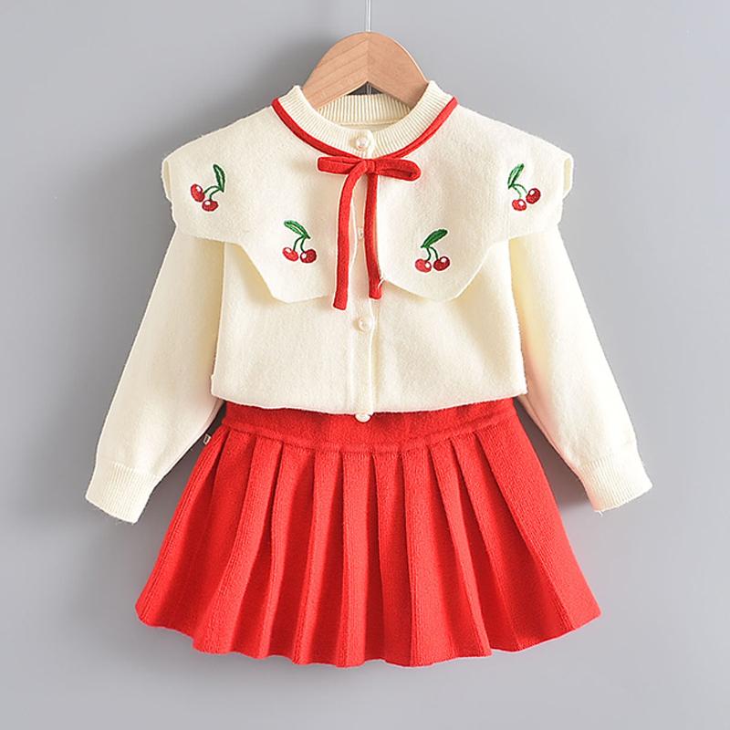 Baby Girls Clothes Set Autumn Winter Cartoon Grape Clothing Set New Kids Knitted Sweet Outfit Children Clothes Suit