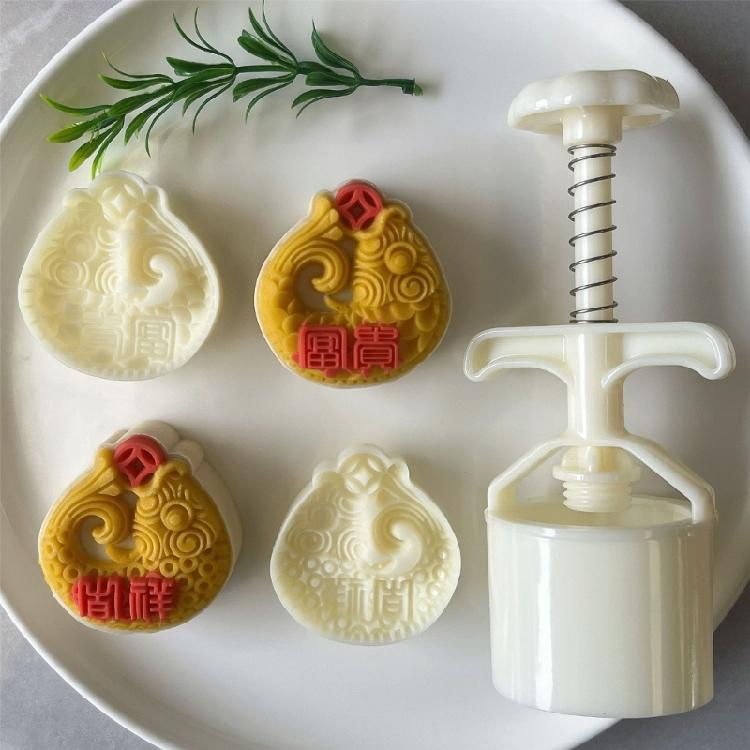 Fish Pattern Moon Cake Mold Pastry Tool Hand Press Cookie Dessert Cutter Baking Tool for MidAutumn Festival Easy Use