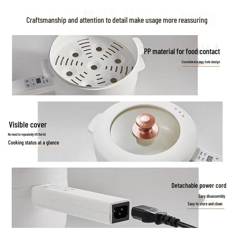 Little Bear Multifunctional Electric Cooking Pot with Steamer CN plug (adapter included)