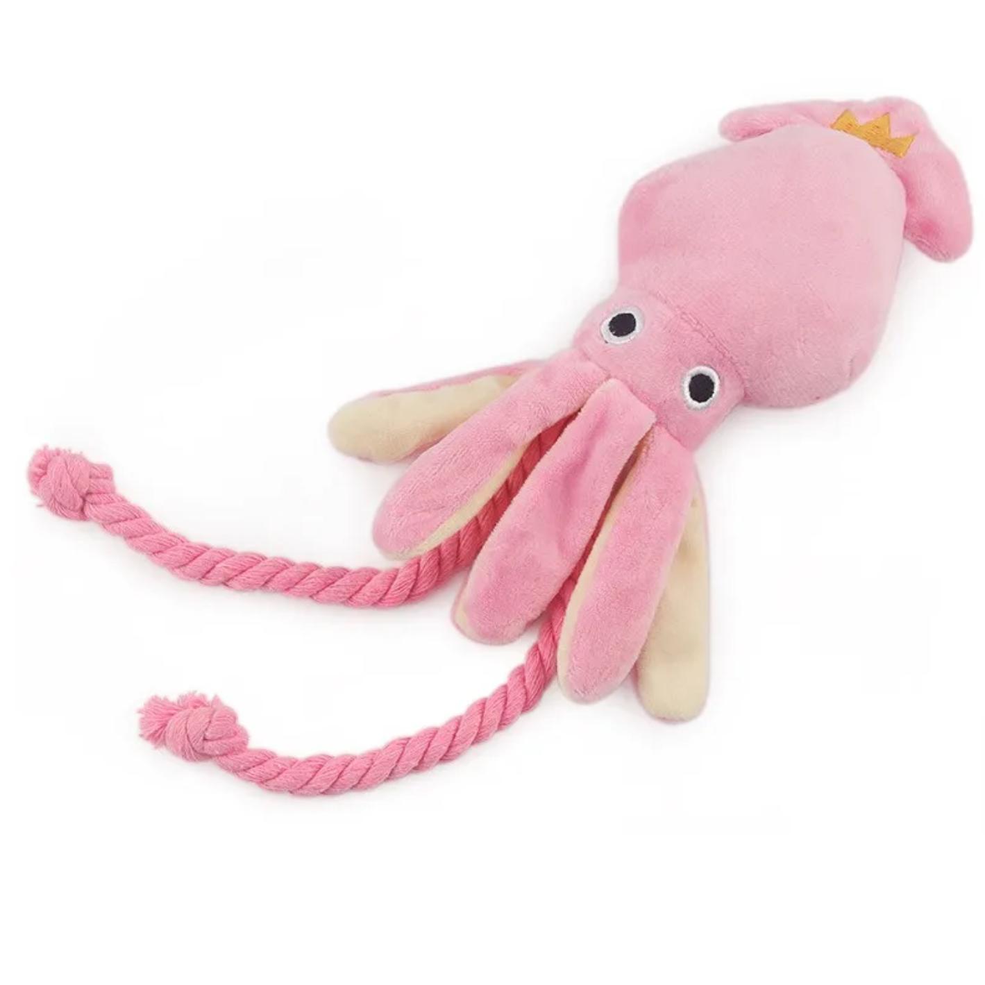 

Squid Puppy Pet Dog Chew For Lovely Pink Teeth Cleaning Pet Toys Octopus Plush Toys Supplies Small Cute Rope Toy Dog Squeak