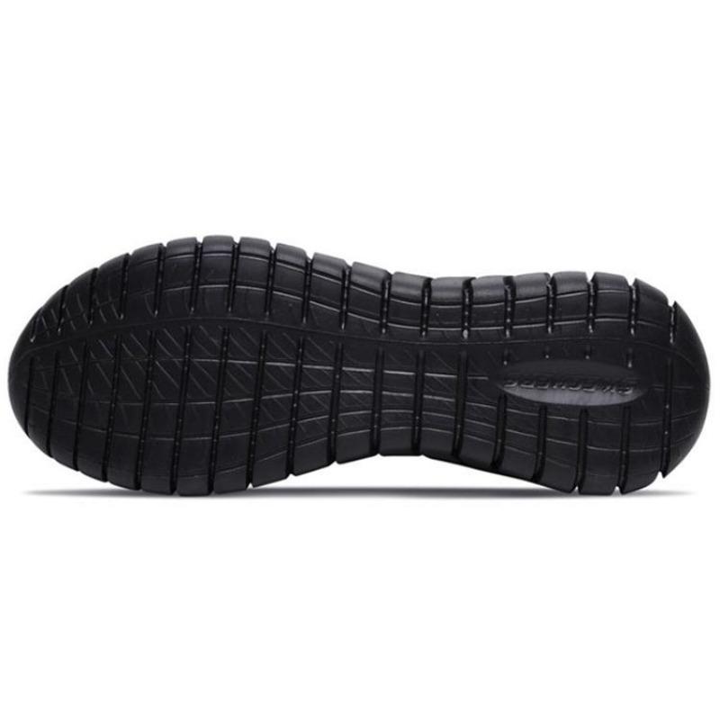Skechers Overhaul Men Mesh Synthetic Leather Cushioned Breathable Lightweight Low Top Running Shoes Solid Black 52820-BBK