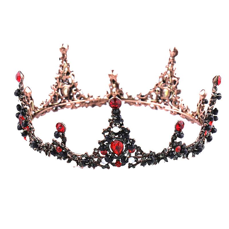 Halloween Party Fairytale Kingdom Happy Wedding Retro Color Crystal Rhinestone Tiaras Coronas Bride Wedding Crown for Bride