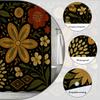 Bold Black Floral Shower Curtain Golden And Rust Flowers Tribal Pattern Boho Artistic Design Waterproof Simple Installation