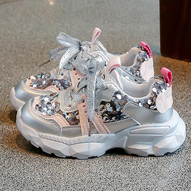 Korean Style Sport Shoes For Girls Trend Fashion Children's Sport Shoes Soft-soled Kid's Sneakers Spring Princess Running Shoes
